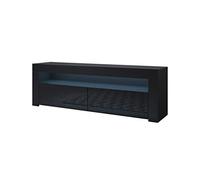 MB Muebles Bonitos - Meuble TV Aker - Support Télévision Design Moderne avec Éclairage LED - Buffet Bas de Salon - Meuble Multimédia - Noir Glacé - 140 x 51 x 35 cm