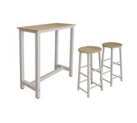 MB Muebles Bonitos | Table de Bar Haute ANI avec Deux tabourets pour 2 Personnes avec Pieds en Métal | Table Cuisine en Mélamine Mate | Couleur Blanc et Sonoma | 100x100x40 cm
