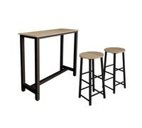 MB Muebles Bonitos | Table de Bar Haute ANI avec Deux tabourets pour 2 Personnes avec Pieds en Métal | Table Cuisine en Mélamine Mate | Couleur Noir et Sonoma | 120x100x40 cm