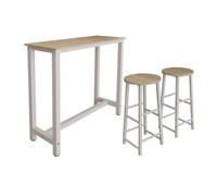 MB Muebles Bonitos | Table de Bar Haute ANI avec Deux tabourets pour 2 Personnes avec Pieds en Métal | Table Cuisine en Mélamine Mate | Couleur Blanc et Sonoma | 120x100x40 cm