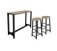 MB Muebles Bonitos | Table de Bar Haute ANI avec Deux tabourets pour 2 Personnes avec Pieds en Métal | Table Cuisine en Mélamine Mate | Couleur Noir et Sonoma | 140x100x40 cm