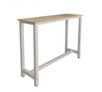 MB Muebles Bonitos | Table de Bar Haute ANI pour 2 Personnes avec Pieds en Métal | Table Cuisine en Mélamine Mate | Couleur Blanc et Sonoma | 140x100x40 cm