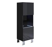 MB Muebles Bonitos, Vitrine avec Pieds 12 cm Luke V3 pour Salon ou Salle à Manger Moderne avec Lumière LED, Meuble Modulaire en Mélamine Brillante, Couleur Noir, 40x138x29 cm
