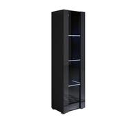 MB Muebles Bonitos, Vitrine avec Pieds 2 cm Luke V5 pour Salon ou Salle à Manger Moderne avec Lumière LED, Meuble Modulaire en Mélamine Brillante, Couleur Noir, 40x167x29 cm