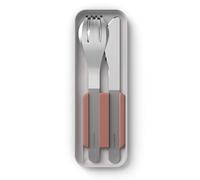 MB Slim Box - Trio couteau - Rosa Moka - Les couverts lunch box adaptés aux bentos MB Original et MB Square - Couverts nomades inox avec fourchette, cuillère et couteau