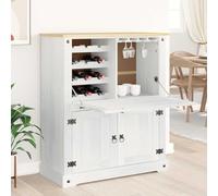 MBDRKVGF Armoire à vin en pin massif, armoire à bouteilles blanche avec espace de rangement, commode pour salon, étagère à vin rustique, 97 x 45 x 114 cm