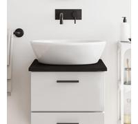 MBDRKVGF Plateau de lavabo en bois massif - 40 x 50 x 2 cm - Marron foncé - Plateau de salle de bain - Fabriqué à la main avec bord naturel - Étagère de bureau