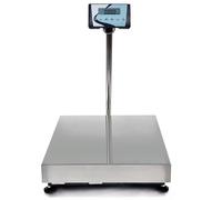 MBH Balance industrielle à plateforme en inox 500 x 400 mm avec colonne et écran LCD pour hôtellerie, balance professionnelle capacité 150 kg/résolution 20 g pour industrie et commerce