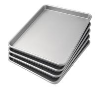 MBH - Lot de 5 Plaques Lisses en Aluminium 60x40x2,5 cm pour Boulangerie et Pâtisserie Professionnelles. Lot de Plaques de Cuisson à Bords Arrondis pour Four Industriel.