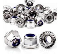Mbsomnus 30 Pièces Ecrou M8 Inox DIN 6926 Inox À Embase Crantée M8 Ø16,4 mm A2 304 Écrou Autobloquant M5/M6/M8/M10