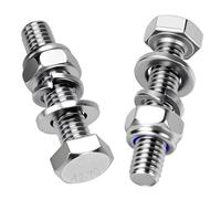 Mbsomnus Lot de 16 vis hexagonales M5 x 25 mm en acier inoxydable DIN 933 Vis en acier inoxydable A2 V2A à six pans extérieurs avec écrous autobloquants, rondelles et rondelles élastiques pour meubles