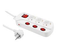 MC Power Bloc multiprise avec parasurtenseur à Interrupteur Unique, 3 Prises, Contact de Protection, câble de 1,5 m