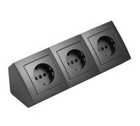 MC POWER Bloc multiprise encastrable | Flair | 3 Prises de Contact de Protection, câble de 15 cm avec borne de Lustre, 230 V/16 A, Montage en saillie, Anthracite Mat