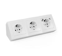 MC Power Bloc multiprise encastrée Flair - Prise d'angle à 3 compartiments + USB-C/A - Câble de 15 cm avec borne de lustre - 230 V ~ / 16 A - Montage - Blanc mat