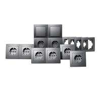 MC POWER - FLAIR - Set de prises - Anthracite mat - Avec sécurité enfant
