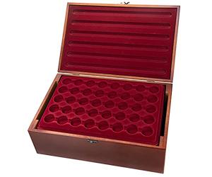 MC.Sammler - Mallette numismatique en bois - Avec 10 plateaux pour capsules de 400 pièces de 2 euros ayant jusqu'à 31 mm (mallette sans capsules de monnaie)