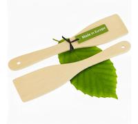 MC-Trend Lot de 2 spatules en bois de hêtre - 28 x 5,5 cm - Durable, robuste et résistant à la chaleur - Doux pour les poêles à revêtement - Cuillères de cuisine en bois naturel