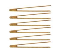 MC-Trend Lot de 6 pinces à barbecue de 30 cm en bois de cerisier élégant - Pince de cuisine en bois de qualité supérieure avec rainures de 2 cm pour un maintien sûr - Accessoires de barbecue et pince
