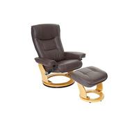 MCA fauteuil relax Hamilton, fauteuil de télévision, tabouret, cuir, charge 130kg ~ marron, nature