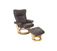 MCA fauteuil relax Montreal, fauteuil de télévision, tabouret, cuir, charge 130kg ~ marron, nature