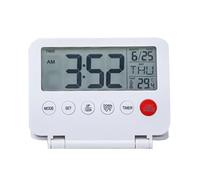 MCAOAL Petit réveil numérique de voyage, grand écran LCD, bouton frontal avec date, température, répétition, rétroéclairage, fonctionne à piles