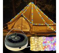 Mcbazel Guirlande Solaire de Camping, 10 m, USB-C | Guirlande Lumineuse avec Télécommande, 5 Modes, Crochet et Aimant, IP44, Batterie 2000 mAh, Rangement Compact