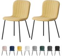 mcc direct Bella Lot de 2 chaises de salle à manger en tissu doux avec assise rembourrée et pieds en métal pour salle à manger, salon et cuisine - Jaune