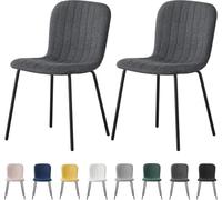 mcc direct Bella Lot de 2 chaises de salle à manger en tissu doux avec assise rembourrée et pieds en métal pour salle à manger, salon et cuisine - Gris foncé