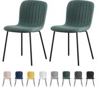 mcc direct Bella Lot de 2 chaises de salle à manger en tissu doux avec assise rembourrée et pieds en métal pour salle à manger, salon et cuisine - Vert