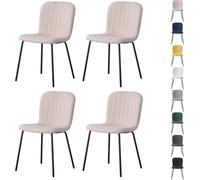 mcc direct Bella Lot de 4 chaises de salle à manger en tissu doux avec assise rembourrée et pieds en métal pour salle à manger, salon et cuisine - Rose