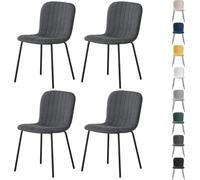 mcc direct Bella Lot de 4 chaises de salle à manger en tissu doux avec assise rembourrée et pieds en métal pour salle à manger, salon et cuisine - Gris foncé