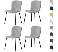 mcc direct Bella Lot de 4 chaises de salle à manger en tissu doux avec assise rembourrée et pieds en métal pour salle à manger, salon et cuisine - Gris clair