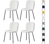 mcc direct Bella Lot de 4 chaises de salle à manger en tissu doux avec assise rembourrée et pieds en métal pour salle à manger, salon et cuisine - Beige