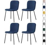 mcc direct Bella Lot de 4 chaises de salle à manger en tissu doux avec assise rembourrée et pieds en métal pour salle à manger, salon et cuisine - Bleu