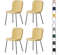 mcc direct Bella Lot de 4 chaises de salle à manger en tissu doux avec assise rembourrée et pieds en métal pour salle à manger, salon et cuisine - Jaune