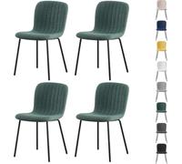 mcc direct Bella Lot de 4 chaises de salle à manger en tissu doux avec assise rembourrée et pieds en métal pour salle à manger, salon et cuisine - Vert