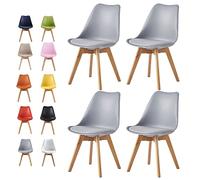 mcc direct Chaises de cuisine en un ensemble de 4 chaises de cuisine, chaise de bureau, chaise lounge, chaise design Eva (gris)