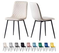 mcc direct Lexi Lot de 2 chaises de salle à manger en velours avec pieds en métal (Beige)