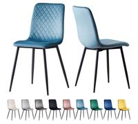 mcc direct Lexi Lot de 2 chaises de salle à manger en velours avec pieds en métal Bleu clair