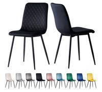 mcc direct Lexi Lot de 2 chaises de salle à manger en velours avec pieds en métal Noir