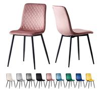 mcc direct Lexi Lot de 2 chaises de salle à manger en velours avec pieds en métal Rose