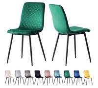 mcc direct Lexi Lot de 2 chaises de salle à manger en velours avec pieds en métal Vert