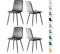 mcc direct Lexi Lot de 4 chaises de salle à manger design en velours avec pieds en métal Gris foncé