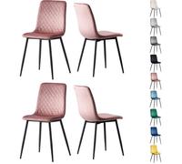mcc direct Lexi Lot de 4 chaises de salle à manger design en velours avec pieds en métal Rose