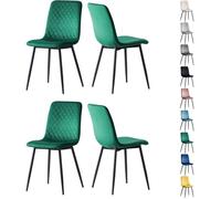 mcc direct Lexi Lot de 4 chaises de salle à manger design en velours avec pieds en métal Vert