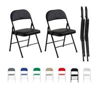 mcc direct Chaise pliante, Chaise pliante en similicuir avec structure en métal et siège rembourré, facile à plier et à ranger pour la maison, le bureau, la salle à manger et la réception, lot de 2