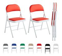 mcc direct Lot de 2 chaises pliantes en similicuir avec cadre en métal et siège rembourré (rouge)