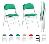 mcc direct Lot de 2 chaises pliantes en similicuir avec cadre en métal et siège rembourré (vert)
