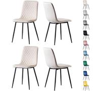 mcc direct Lot de 4 chaises de salle à manger design en velours, pieds en métal, chaises Lexi (Beige)