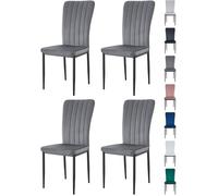 mcc direct Lot de 4 chaises de salle à manger en velours à dossier haut avec siège doux rembourré - Elle (gris foncé)